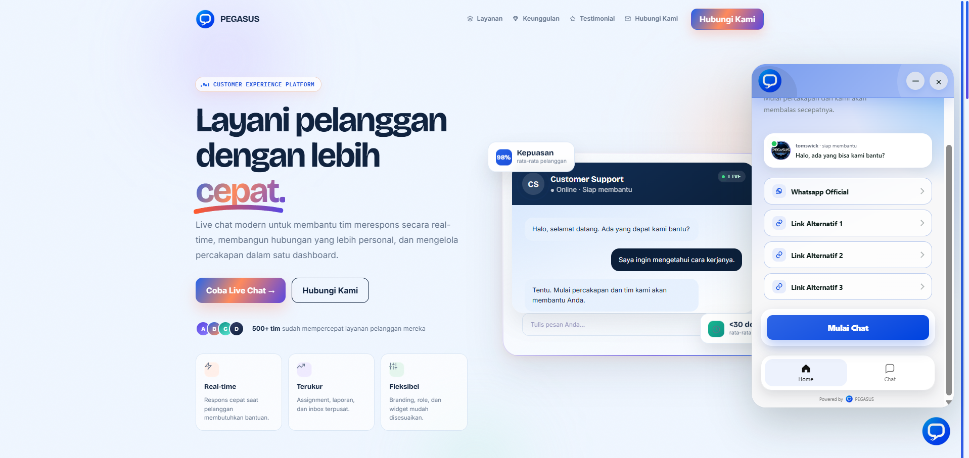 LIVECHAT - Aplikasi Livechat Pegasus